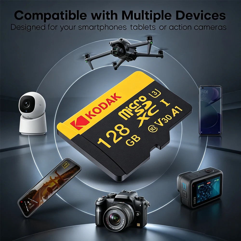 Kodak Micro SD Card 128GB 64GB 32GB Class 10 U3 V30 100MB S Speed 4K Zpaxo