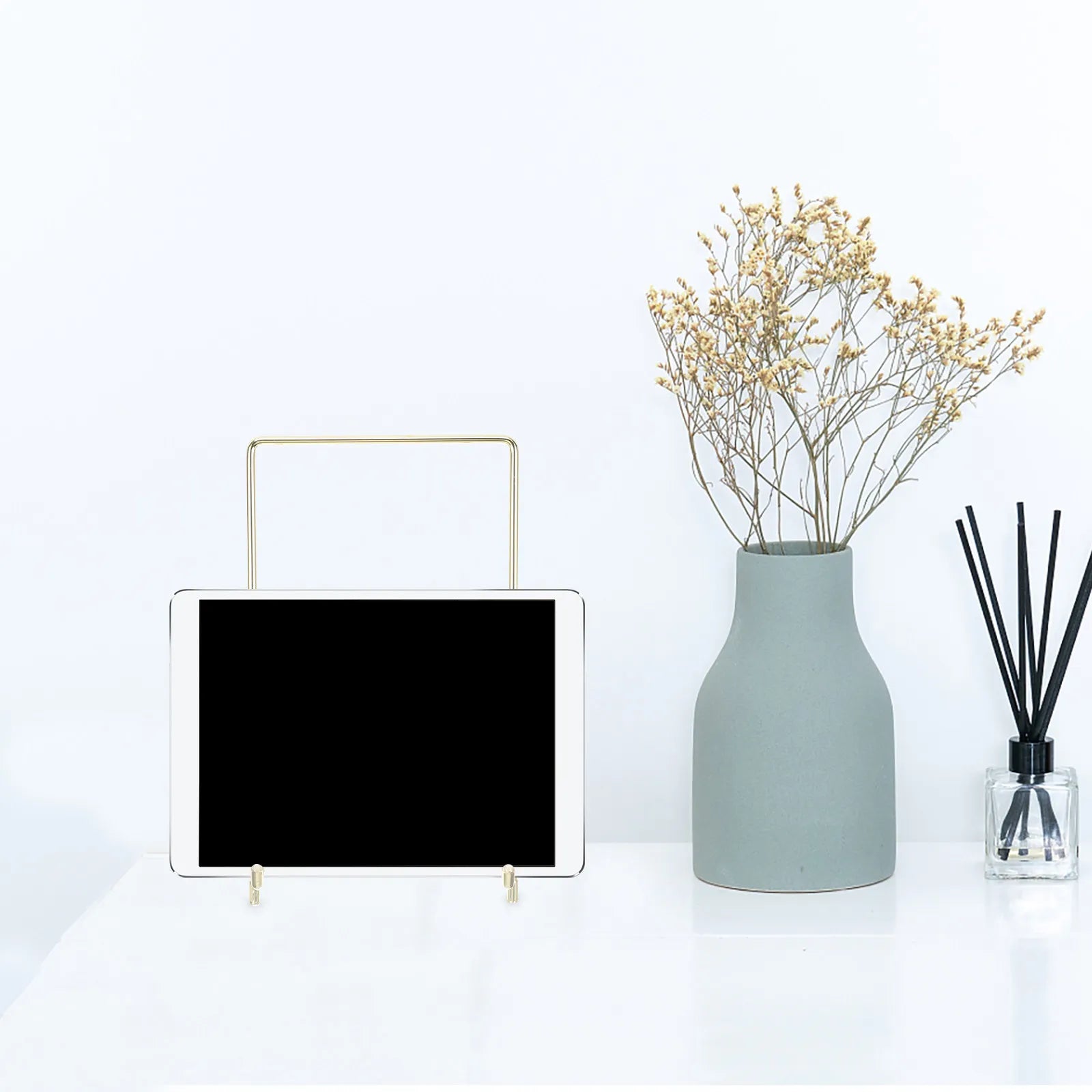Premium Stainless Steel Display Stand for Picture Frames Books Artwork Plates Cookbooks Easy Tilt Angle Stable Base Decorative