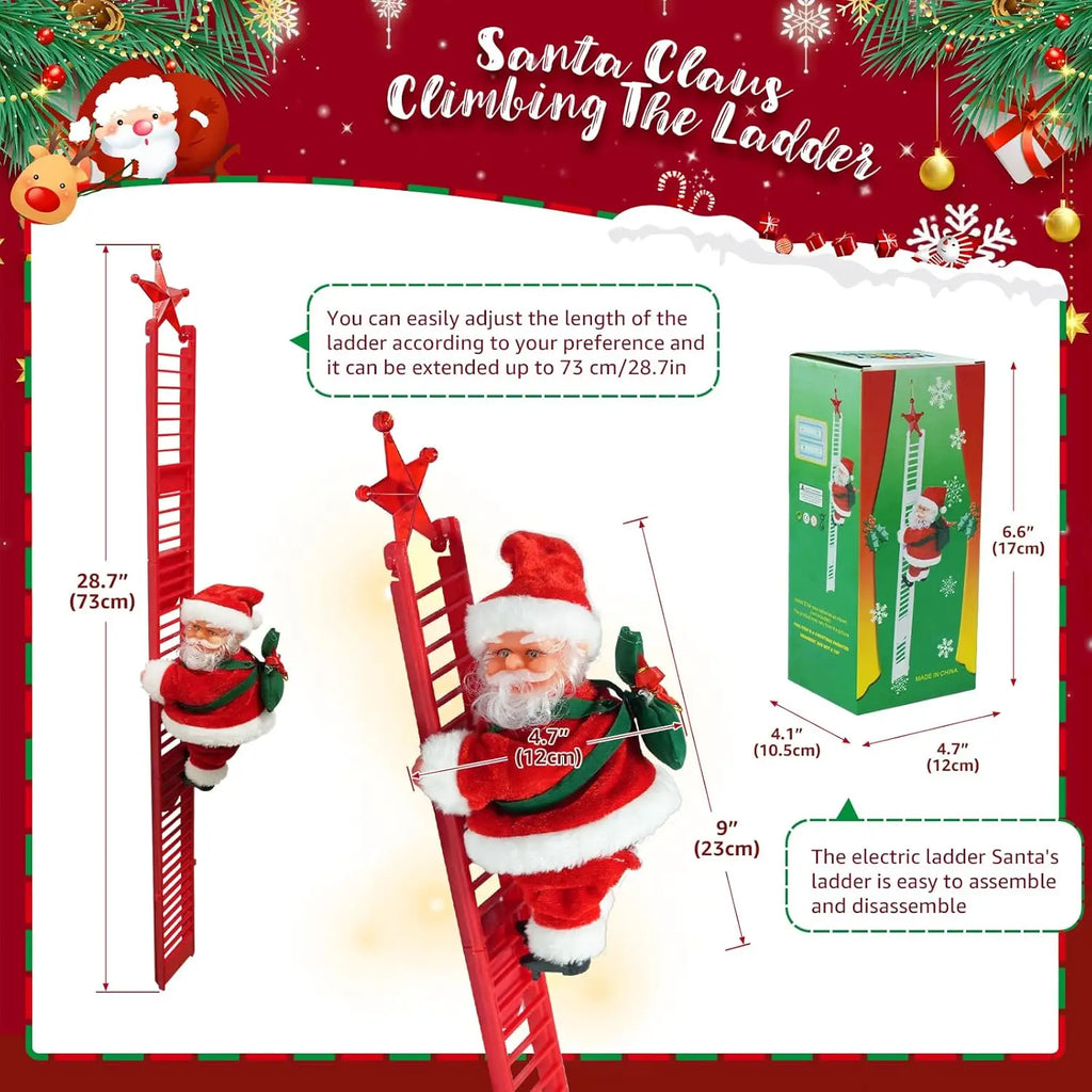 Electric Climbing Santa Decoration Beaded Christmas Figure Automatic
