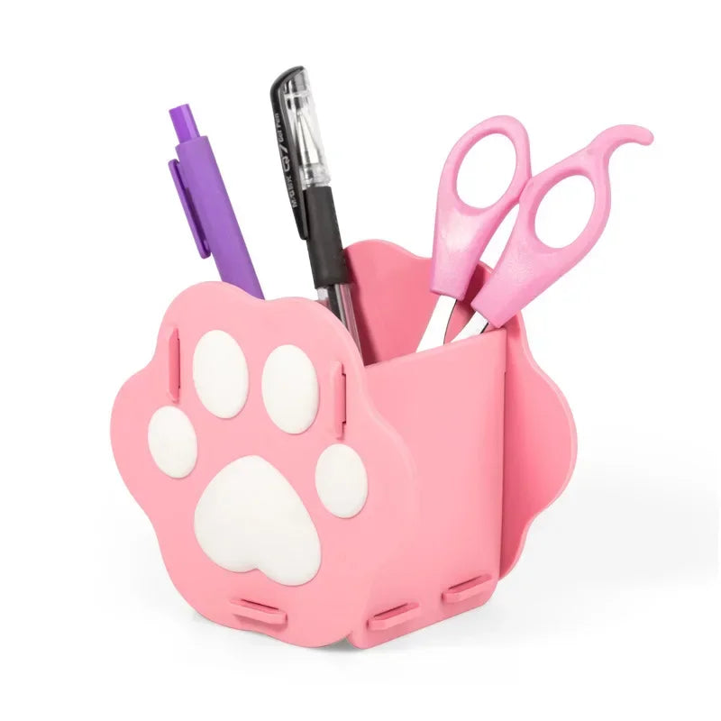 Cute Cartoon Cat Claw Pen Holder Student Desktop Storage Box Zpaxo Pink