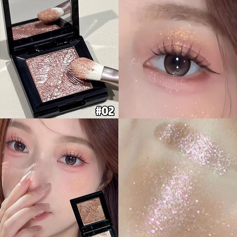 Metallic Glitter Pearlescent Eyeshadow Cream Purple Sparkling Mousse Shimmer Highlighter Mashed Potato EyeShadow Palette Makeup Zpaxo 02