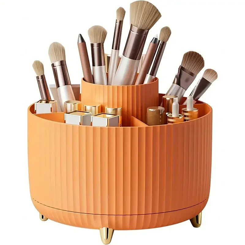 5-Slot 360° Rotating Makeup Brush Holder & Desk Organizer Makeup Brush Organizer Zpaxo 360 orange