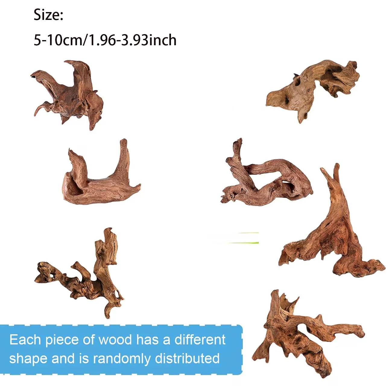 Natural Sinkable Driftwood 5–10cm | Aquarium & Reptile Decor Aquarium Driftwood Zpaxo