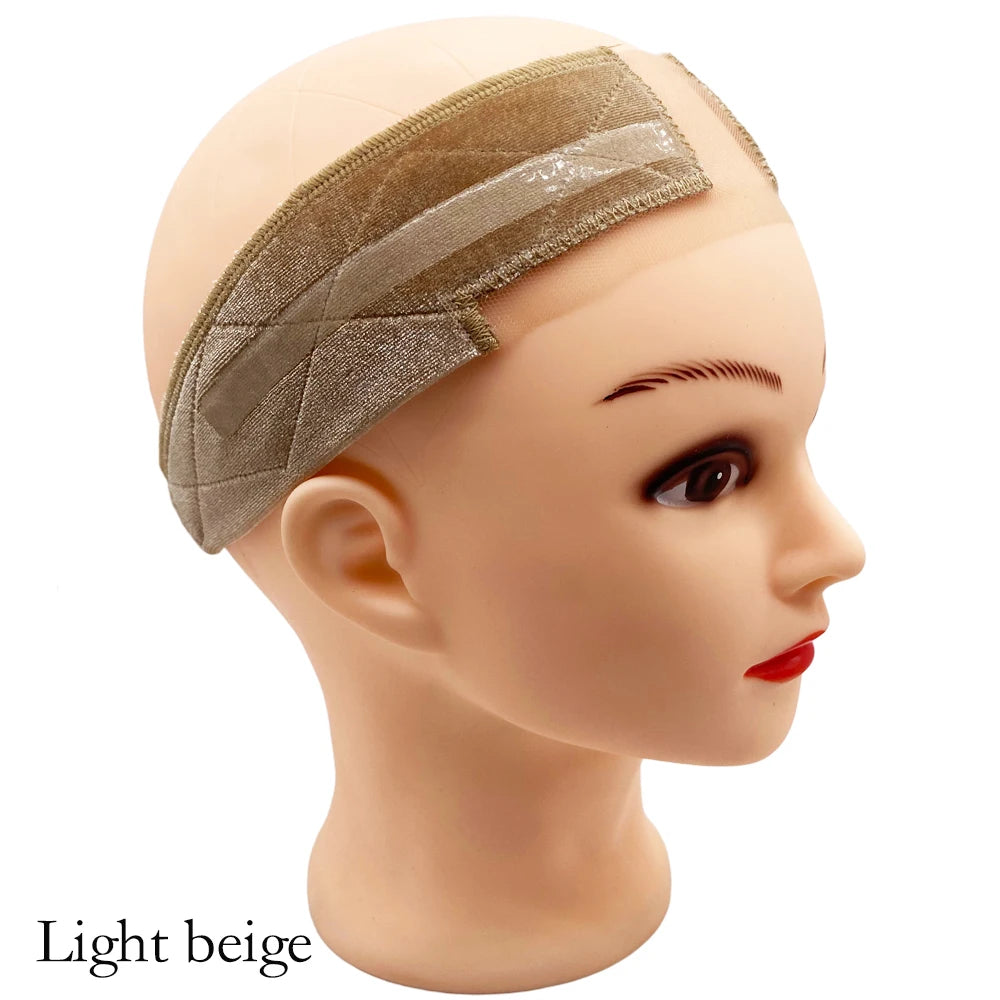 Double-sided Silicone Velvet Metal Buckle Anti-slip Headband Hold Zpaxo light beige