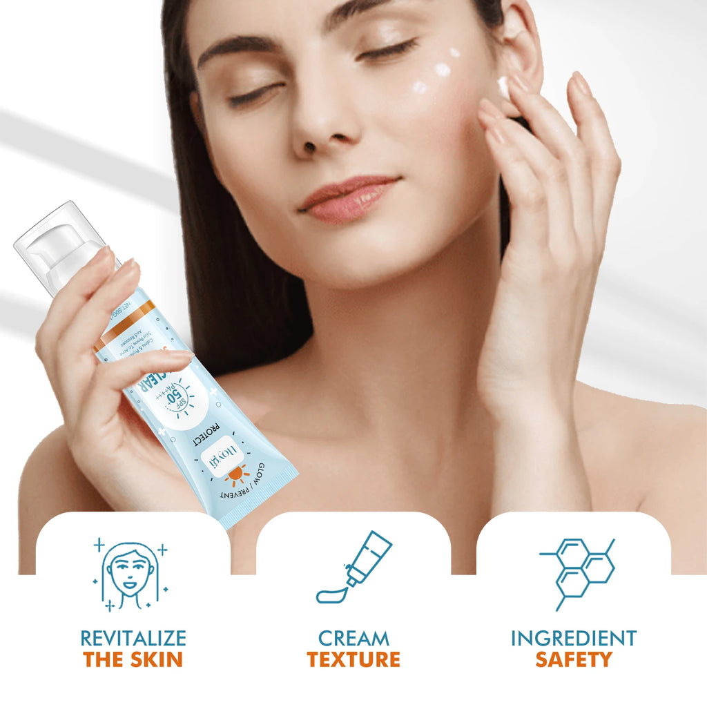 Hoygi Oil-Free Lightweight Sunscreen Cream Broad Spectrum SPF 50+ Non-Greasy Quick-Dry for Daily Face Protection and Makeup Base Zpaxo