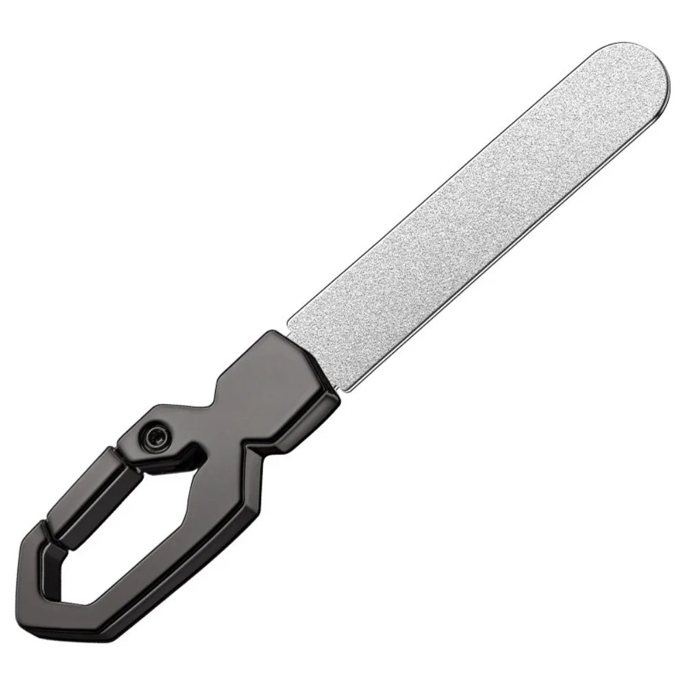 Double-Sided Nail Files Thick Stainless Steel Nails Polishing File Strip with Keychain Hook Nail Care Tools Zpaxo Grey