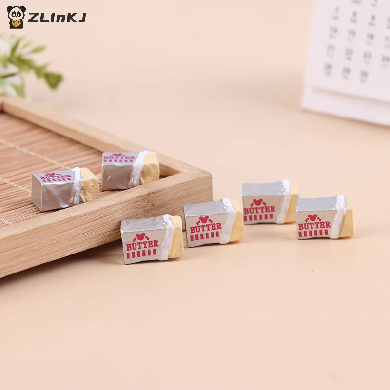 ▶6Pcs Simulation Food Butter Miniature Pretend Play Kitchen Diy Bread Set Toy Breakfast Tableware Doll House Accessories Zpaxo