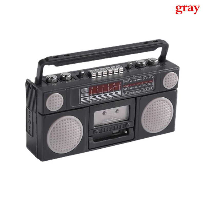 ▶1/12 Doll House Cute Miniature Radio Mini Recorder Model Dollhouse Furniture Decoration Accessories Toys for Collectors Zpaxo Gray