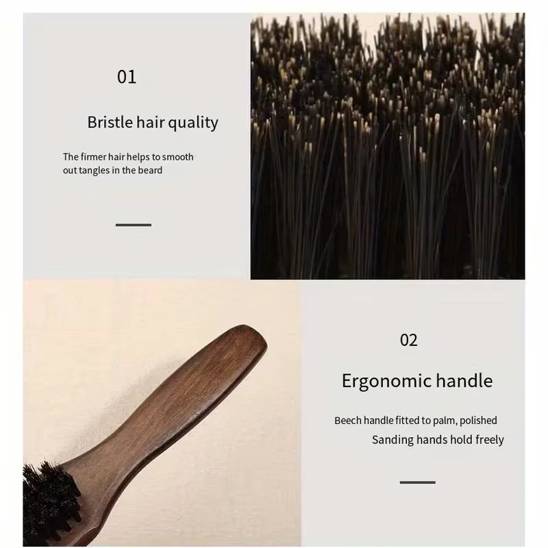 Boar Bristle Hair Brush (Unisex) - Fragrance-Free Professional Barber Styling Bristle Brush, Suitable for Thick/Fine Hair Zpaxo