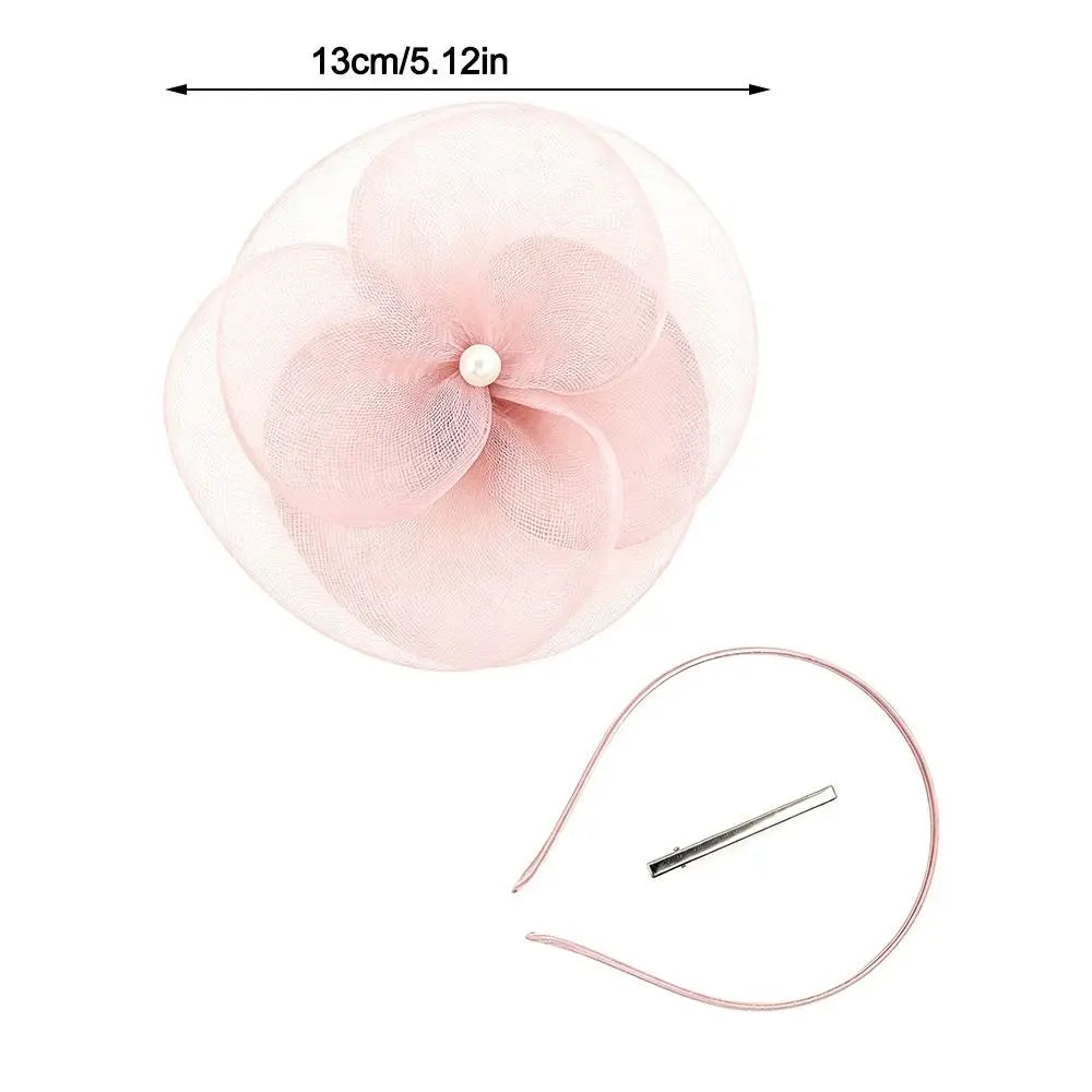 New Mesh Fascinator Hat Multipurpose Pearl Women Headband Hair Hoop Bridal Wedding Zpaxo