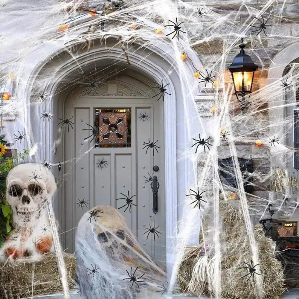 Halloween Stretchy Spider Web Decoration with Spiders | Haunted Decor Halloween Decoration Zpaxo