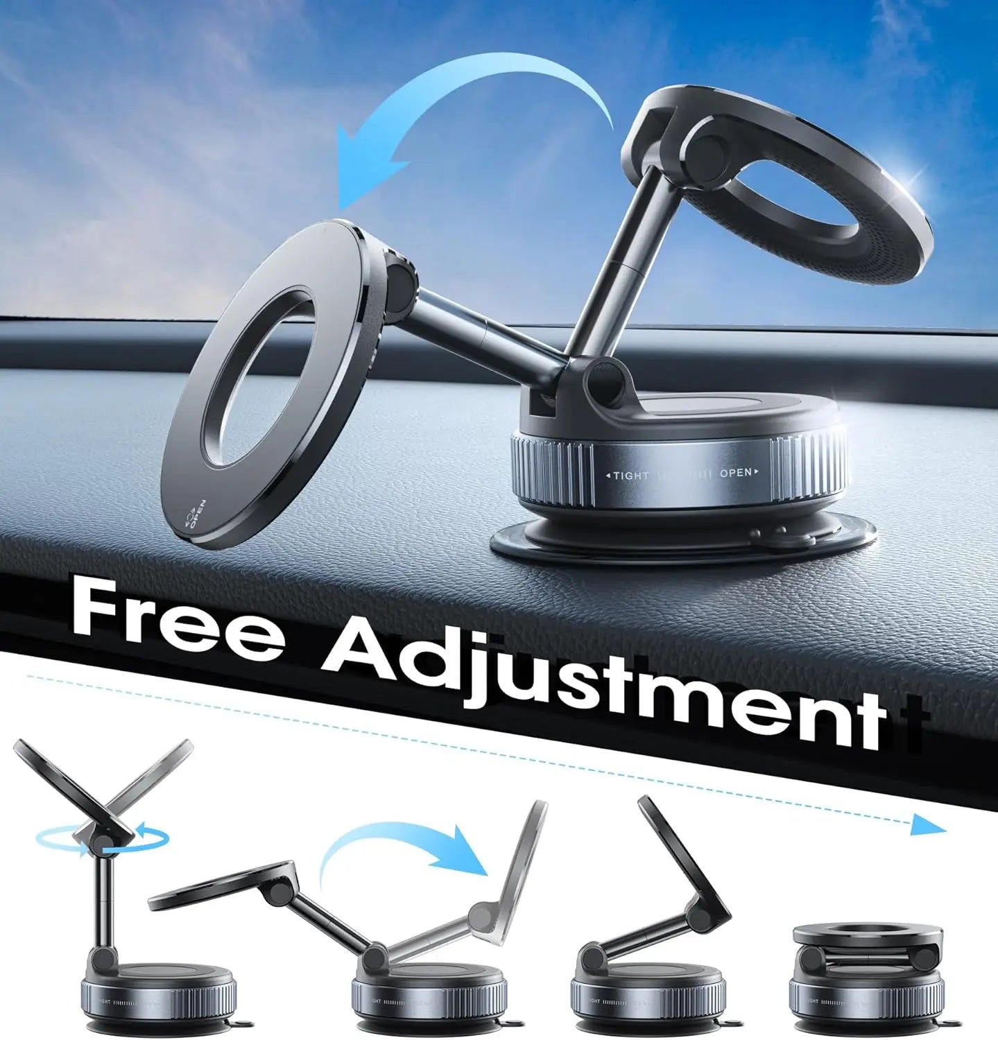 Vacuum Magnetic Universal Holder Magsafe Suction Cup Phone Holder 360 ° Adjustable Magnetic Phone Holder Foldable Pocket Size Zpaxo