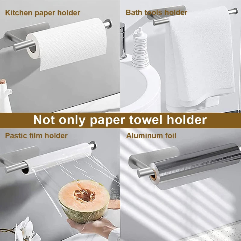 Stainless Steel Paper Towel Holder Hanging Roll Rack Toilet Plastic