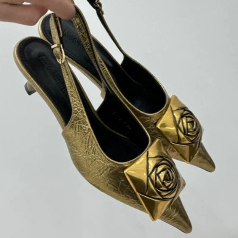 Women Sandals Thin Heels Slip-On Summer Pumps Sexy Pointed Toe High Heeled Shoes Woman Luxury Lady Black Wedding Party Shoes Zpaxo