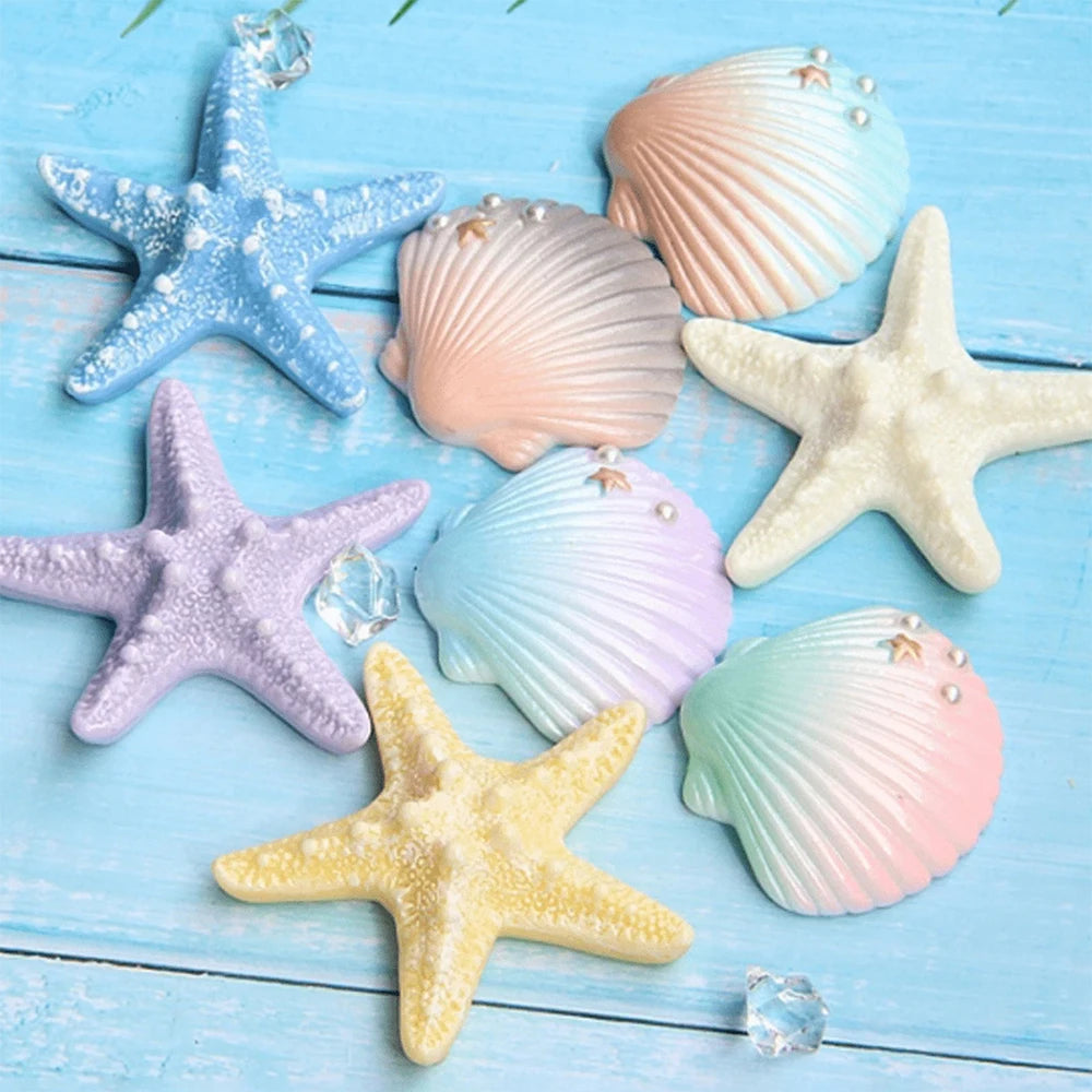 Shell Starfish Cake Decoration Resin Ocean Themed Cake Topper for Birthday Party Baby Shower Wedding Cake Decor Zpaxo