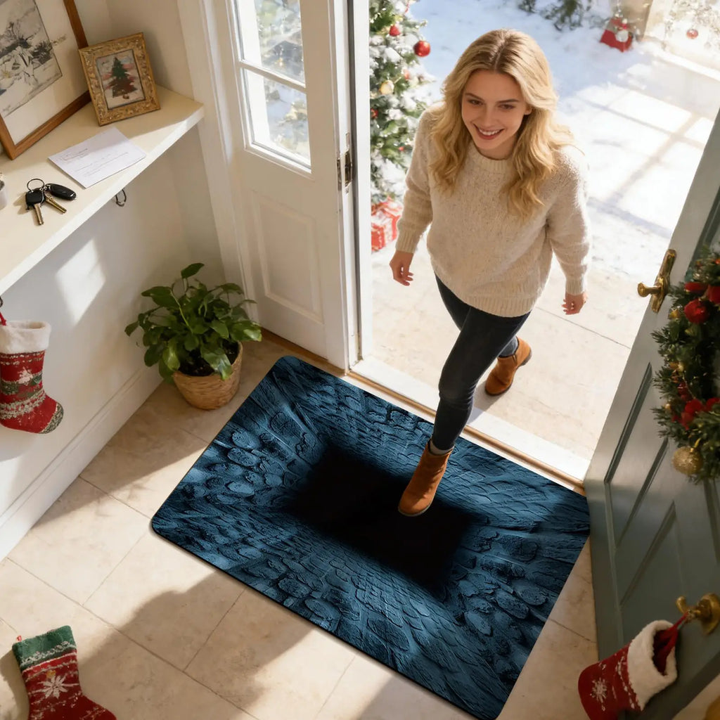 3D Optical Illusion Rug Non Slip Quick Dry Carpet Mat 80x50cm Hole
