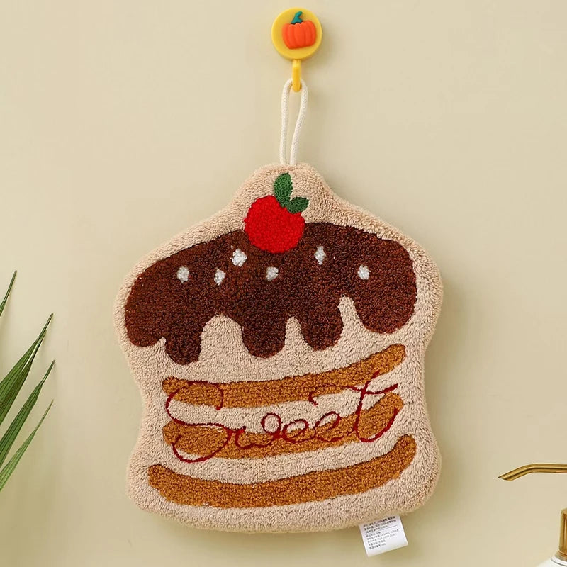▶1PCS Cute Cheese Bread Cake Shape Super Water-absorbing Soft Hand Towel For Bathroom Kitchen Washing Hands Cloth Zpaxo A8