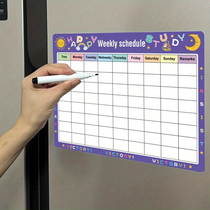 Erasable Fridge Calendar Colorful Weekly Monthly Dry-erase Planner
