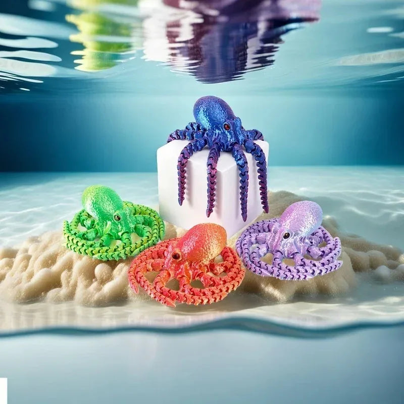 3D-Printed Articulated Octopus Figurine Realistic Stress-relief Toy