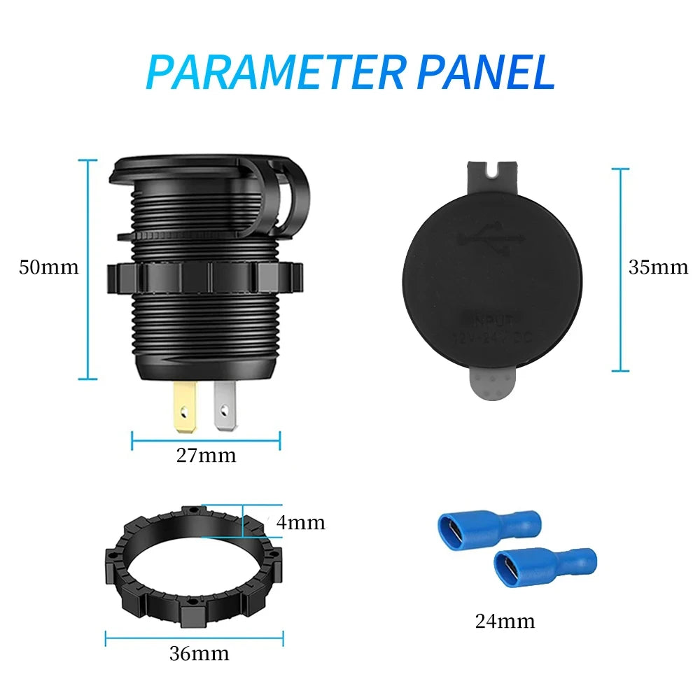 60W PD QC3 0 Car Charger Socket Voltage Meter Quick Charge 3 Power