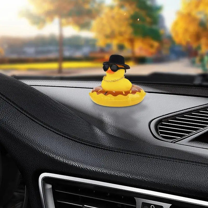 Cycling Accessories Bicycle Bell Duck Rubber Cute Duck Gold Chain Toy Cool Glasses Duck Motorcycle Riding Car Dashboard Decor Zpaxo