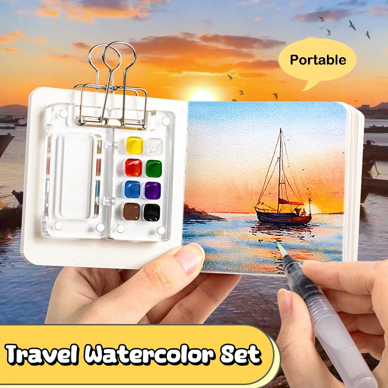 Travel Watercolor Palette Set – Mini Pocket Artist Painting Kit