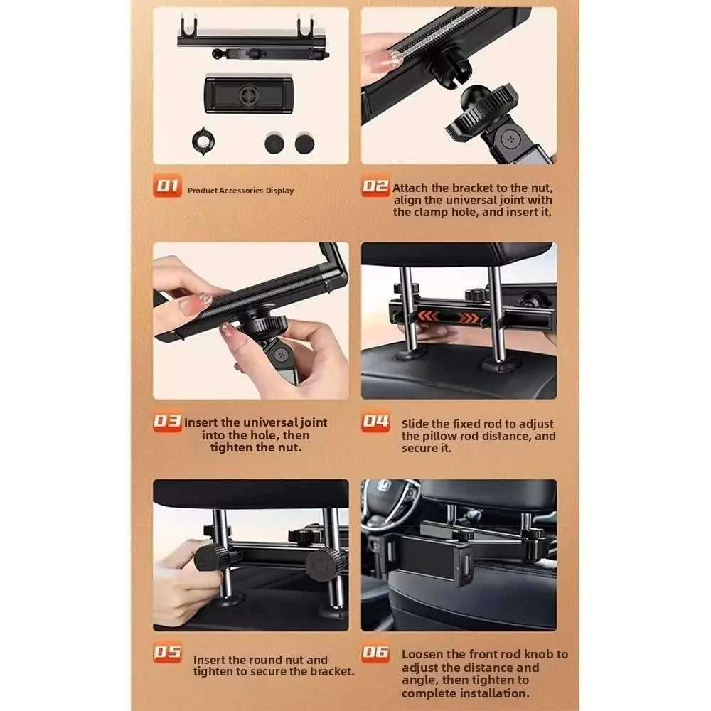 Adjustable Car Headrest Tablet Holder Extension Arm Foldable Backseat Phone Stand Rotating Stand Easy To Install Zpaxo