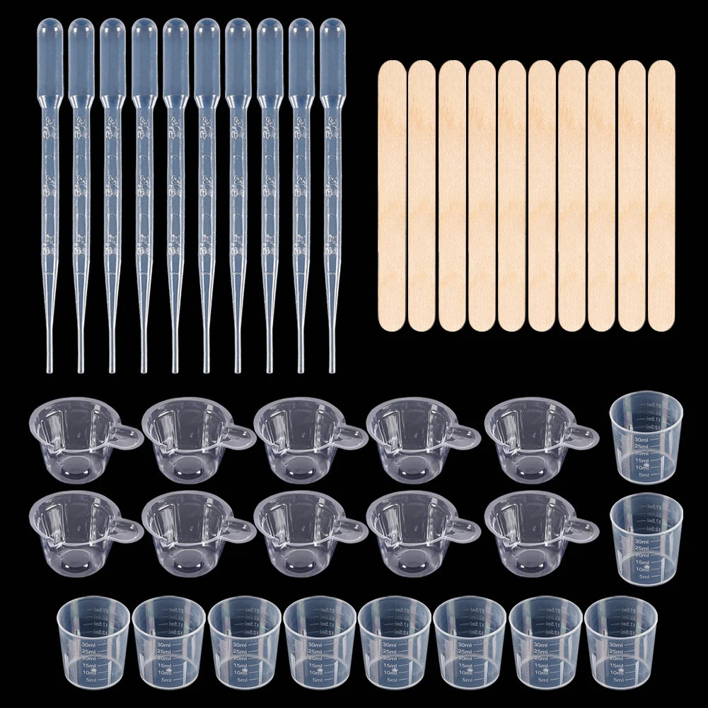 Resin Mixing Casting Tools Kit 10 Mixing Cups 10 Measuring Cups 10 Wooden Sticks 10 Droppers DIY Craft Jewelry Making Zpaxo PA093