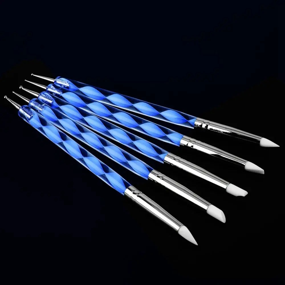 5 8 0 2 Nail Art Silicone Pens Double Ended Tip Sculpting Tools Multi Zpaxo