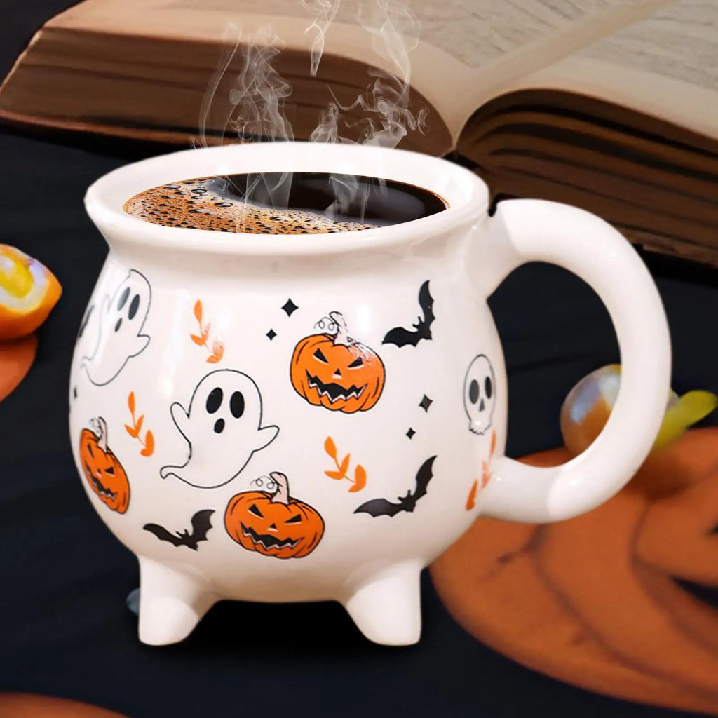 Halloween Mug Ceramic Coffee Spooky Water Drinkware Trick Supports