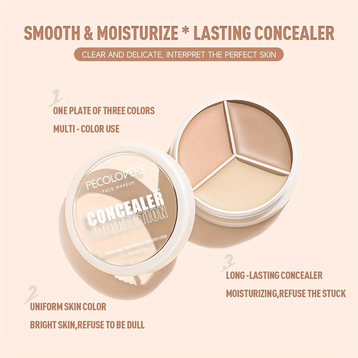 3 Colors Moisturizing Concealer Palette Full Coverage Concealer Even Skin Tone Face Foundation eye Face Cosmetics Lasting Zpaxo