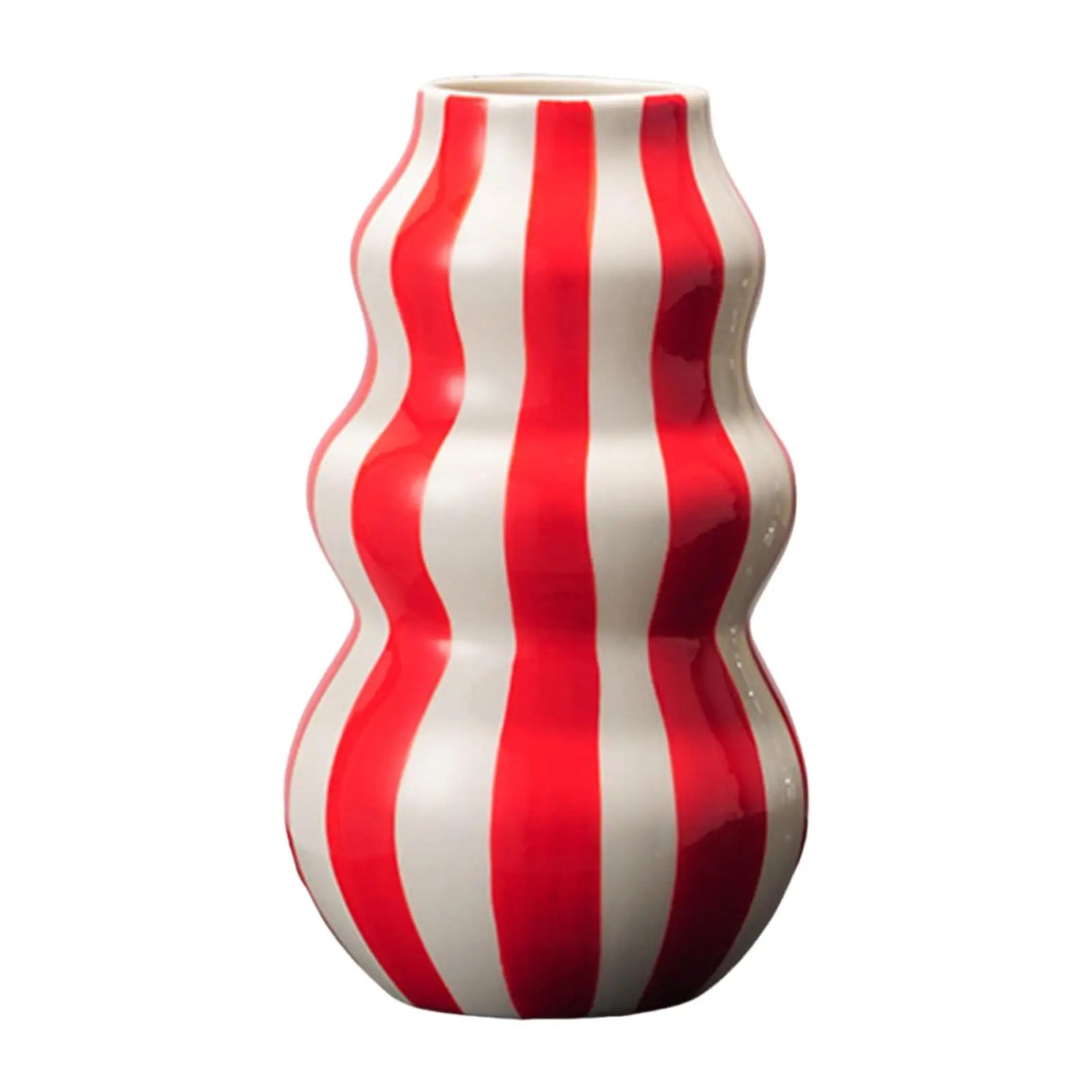 Painted Striped Ceramic Vase | Modern Flower Vase Home Décor Decorative Ceramic Vase Zpaxo Red