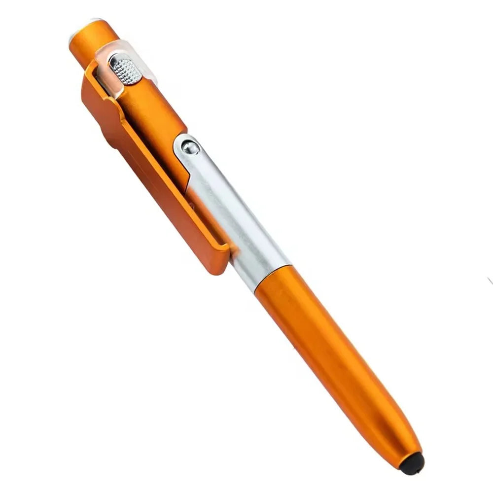 4-in-1 Foldable Stylus Pen – Ballpoint, LED Light & Phone Stand Multifunctional Stylus Pen Zpaxo Orange