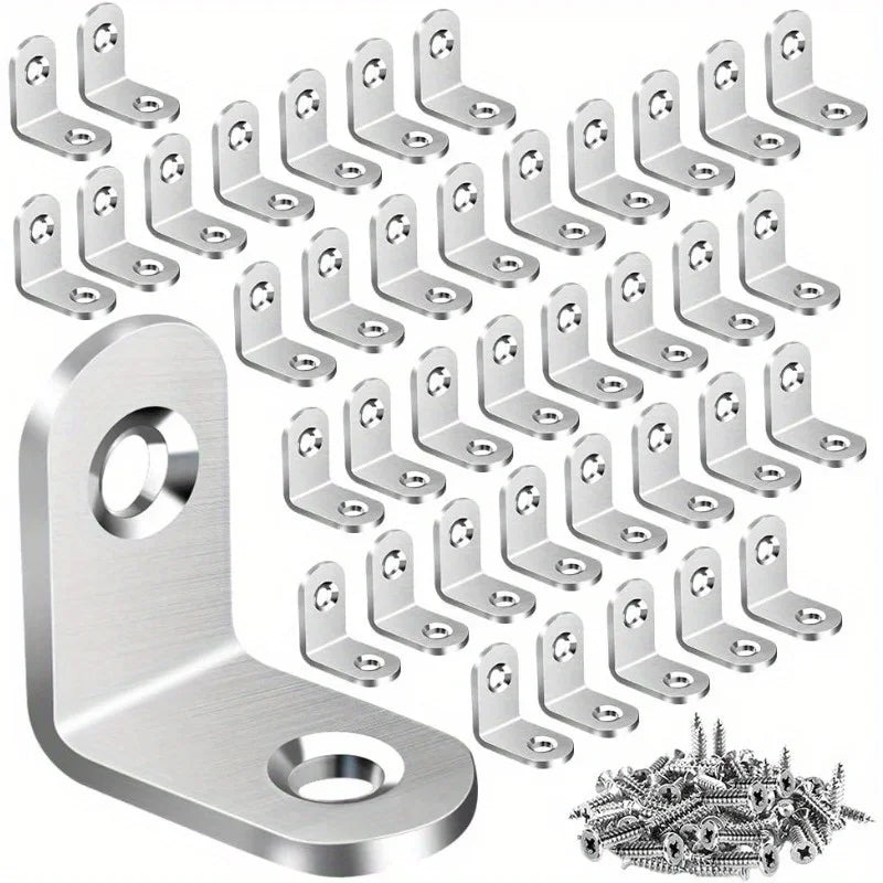 40-Pack Stainless Steel L Brackets – Right Angle Corner Braces Corner Brackets Zpaxo Silvery