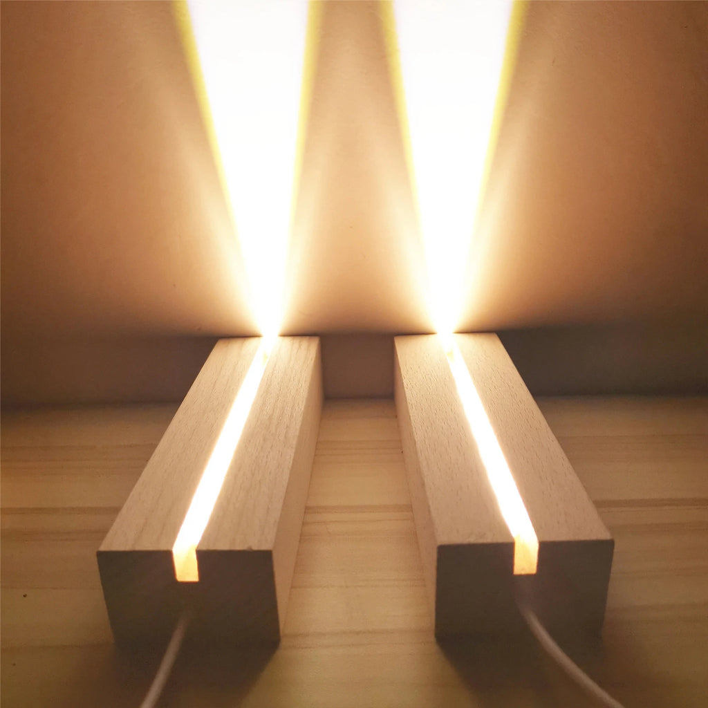 LED Wood Display Base-rectangle Crystal Lighted Base Stand Acrylic