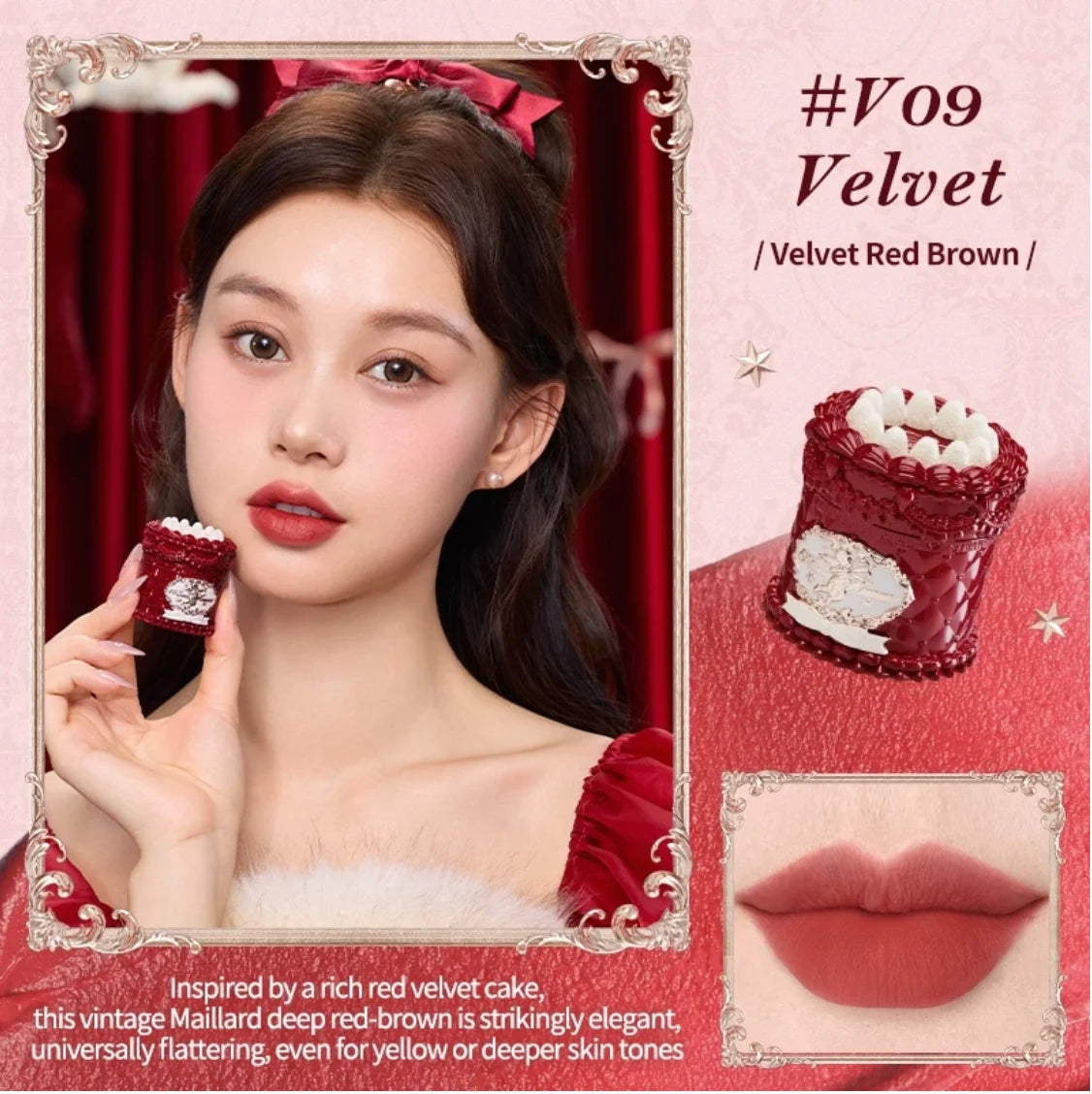 Flower Knows Strawberry Cupid Cake Lip Mud Matte Velvet Cream Soft Zpaxo V09