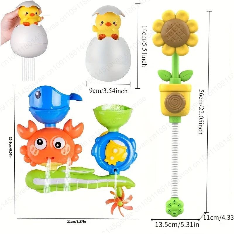 Baby Bathtub Water Play Set Rotating Sprinkler Kids Bath Toys Games for Bath Toddler Bathroom Suction Cup Shower Toys for Infant Zpaxo