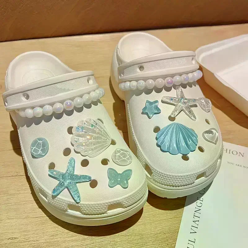Girls DIY Clogs Sandals Decor Adorable Starfish Shell Resin Charms Zpaxo
