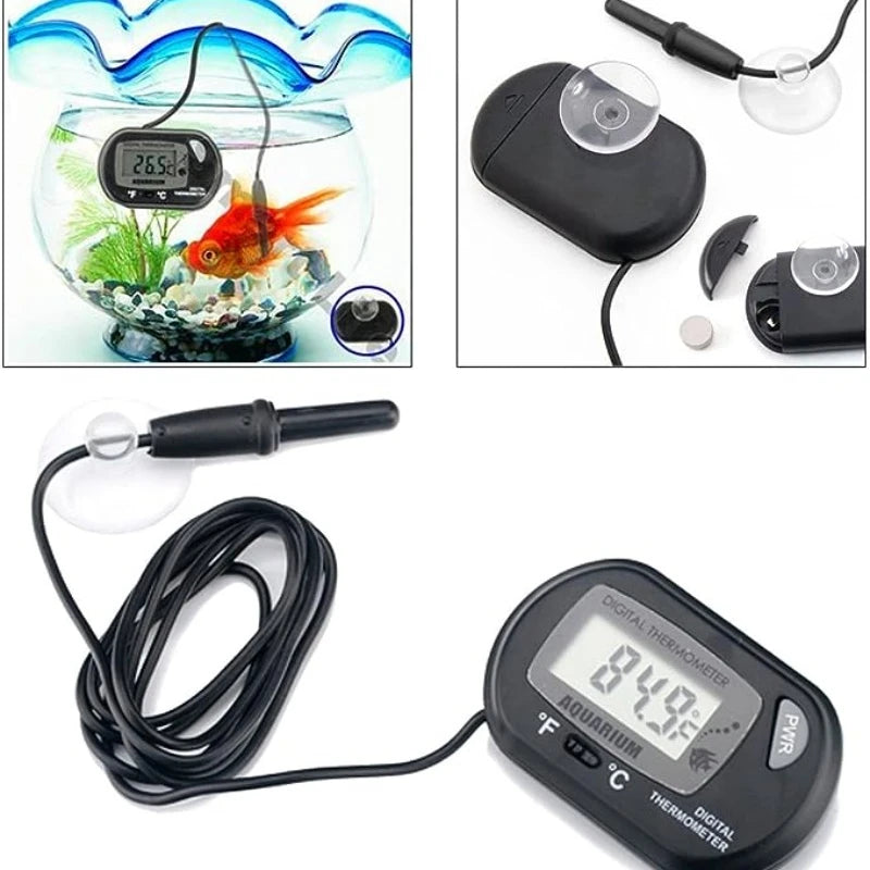 Digital Aquarium Thermometer Probe Suction Cup Fish Tank Water