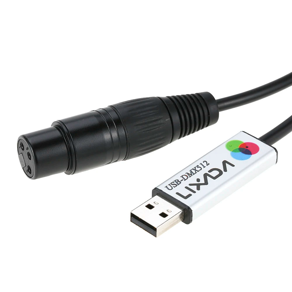 Lixada USB Lighting Console USB to DMX Interface Adapter LED DMX512 Computer PC Stage Lighting Controller Dimmer Zpaxo