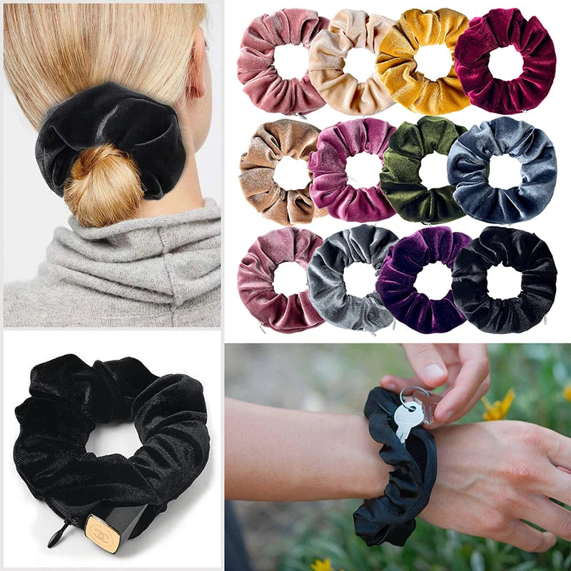 On-the-go Safekeeping Hair Tie Zipper Hide Perfect Storing Key Cash Zpaxo