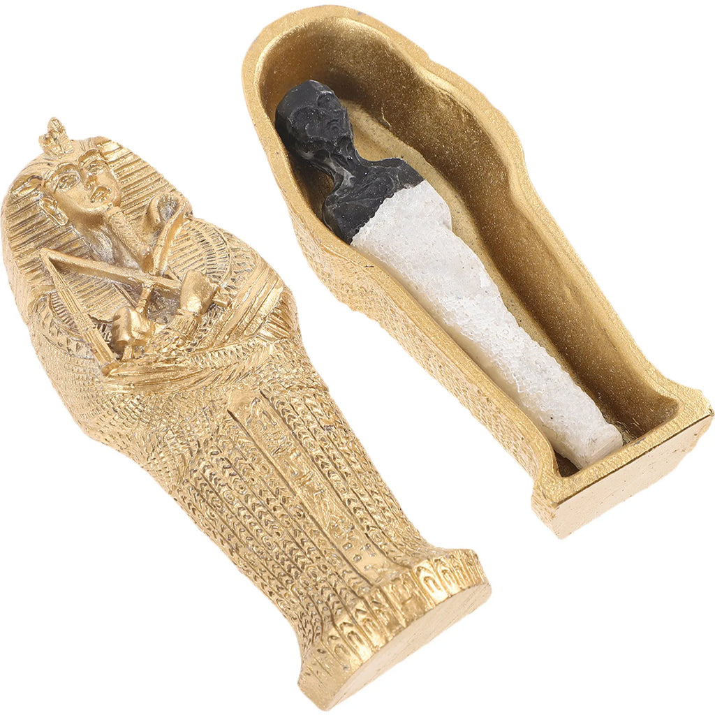 Skull Desktop Decor Resin Egyptian Mummy Coffin Ornament Home Office