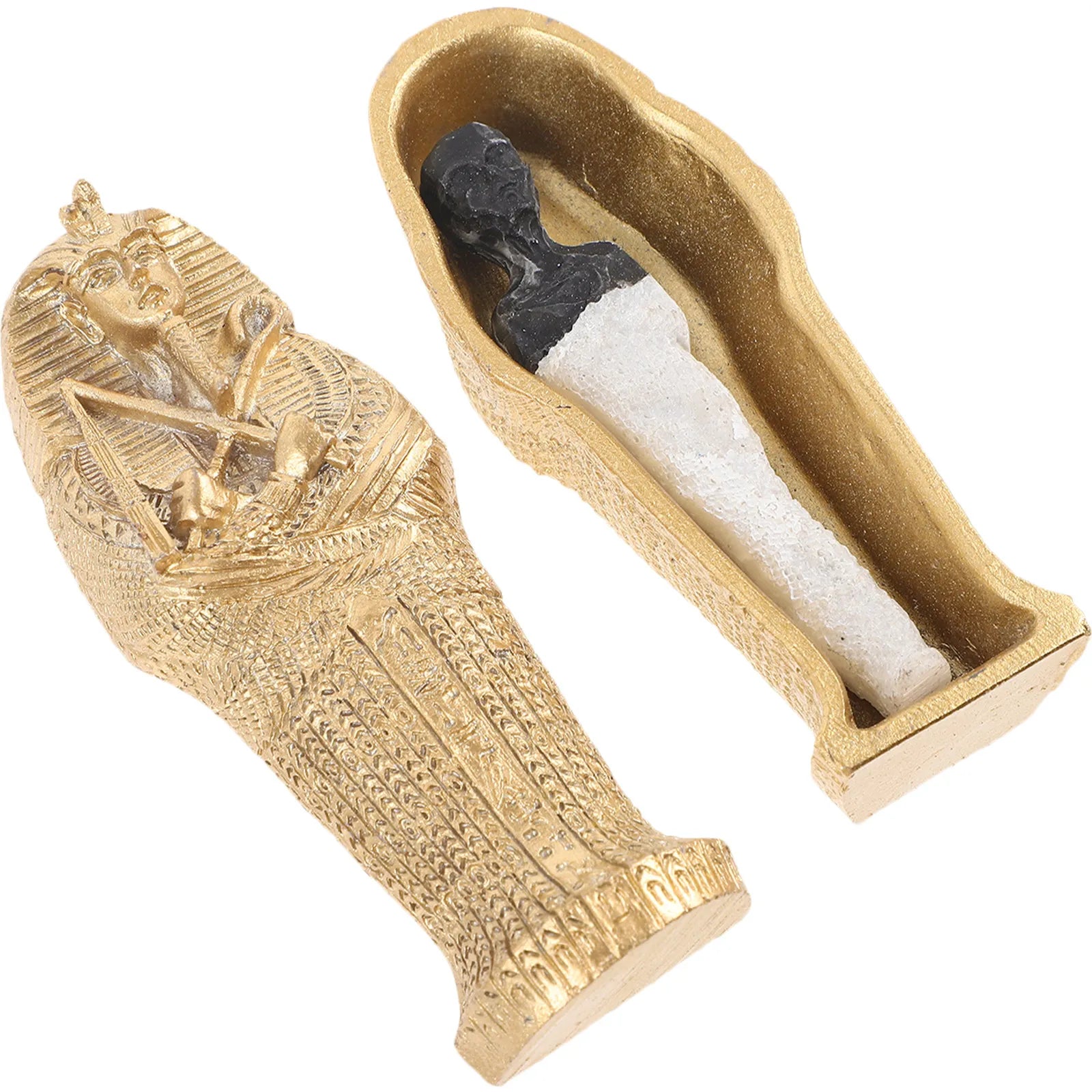 Skull Desktop Decor Resin Egyptian Mummy Coffin Ornament Home Office