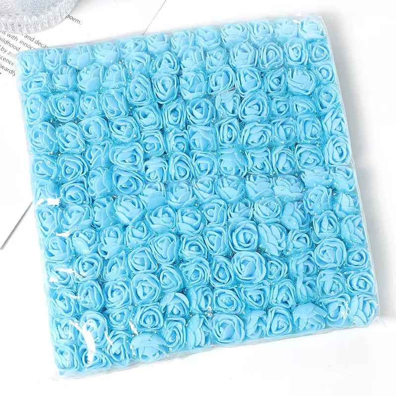Mini Foam Rose Flower Bouquet Artificial Roses Wedding Party Zpaxo Blue