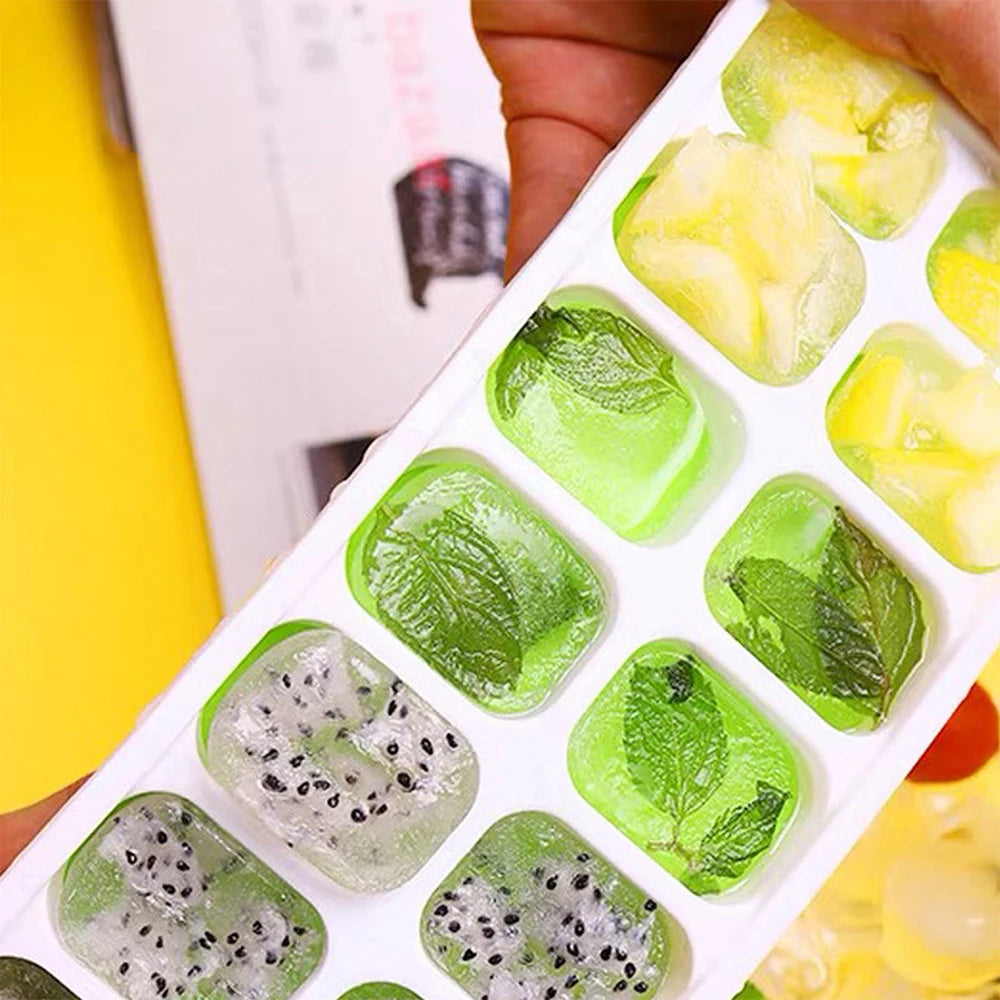 1PC Ice Cube Tray 14 Grid Silicone Ice Cube Mold With Removable Lid Ices Maker Kitchen Gadget Bar Tools Zpaxo