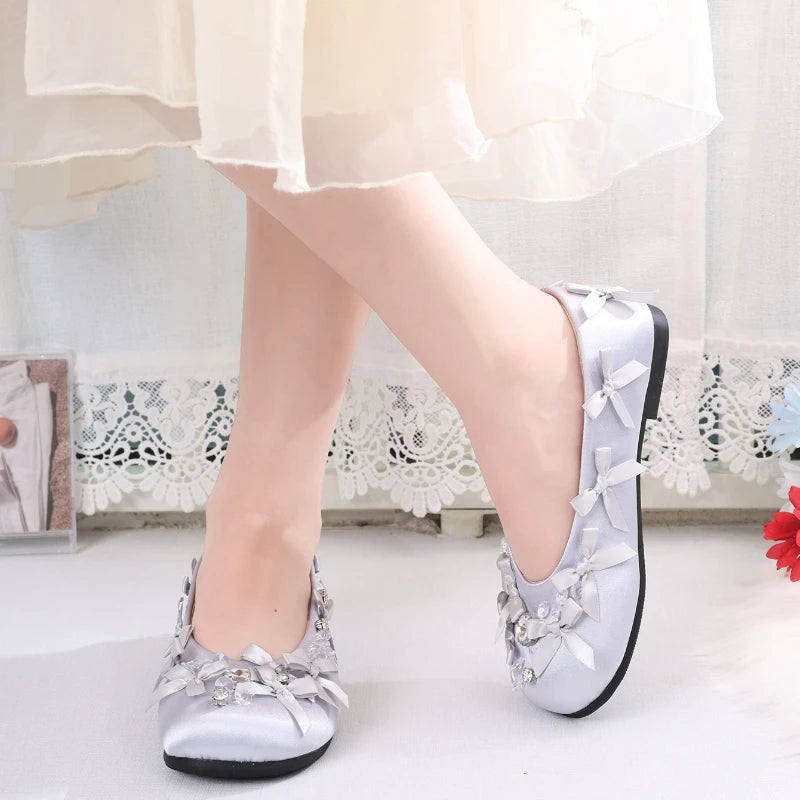 2025 Crystal Bling Ballet Pumps Glossy Solid Fashion Novelty Sweet