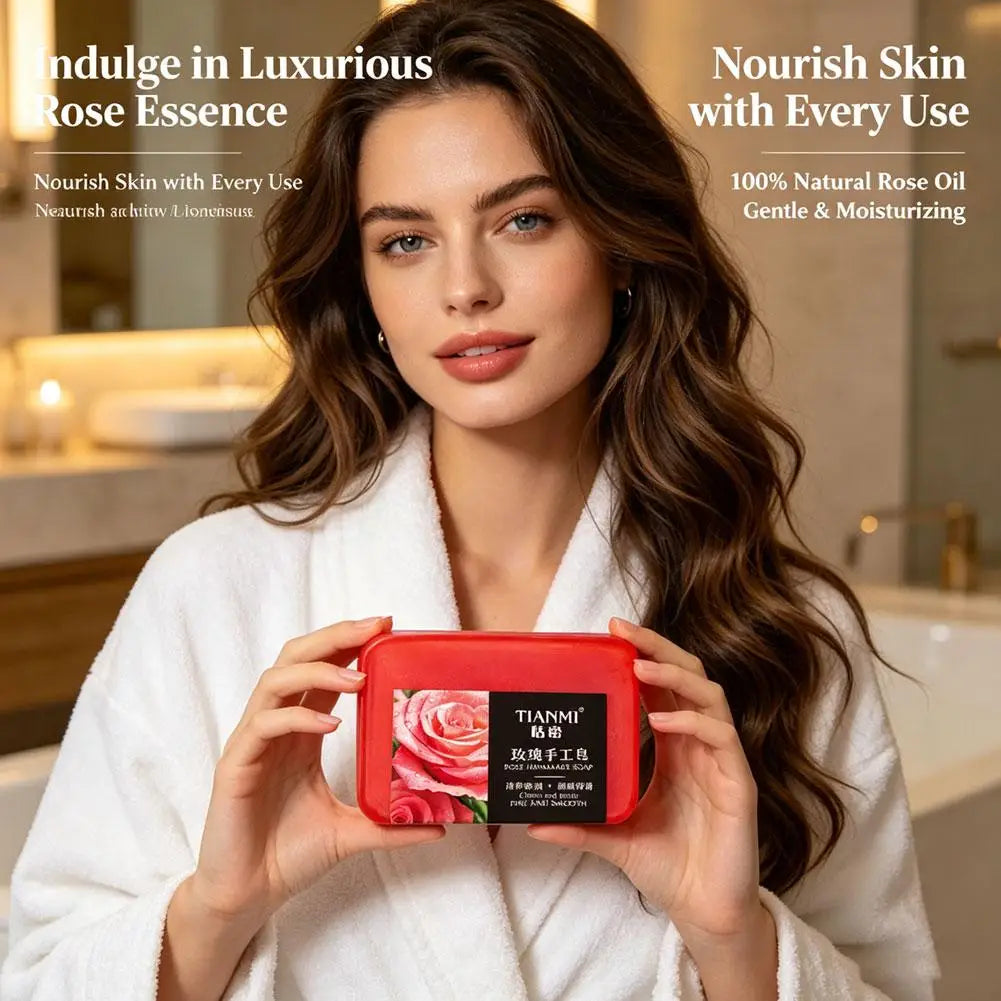 Rose essential oil soap deeply cleanses your face and body, leaving a long-lasting fragrance while moisturizing and hydrating Zpaxo
