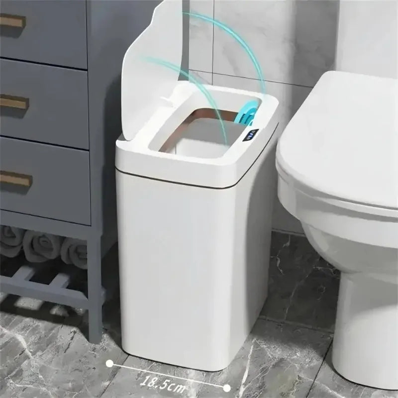 White Touchless Smart Sensor Trash Can Electronic Bathroom Garbage