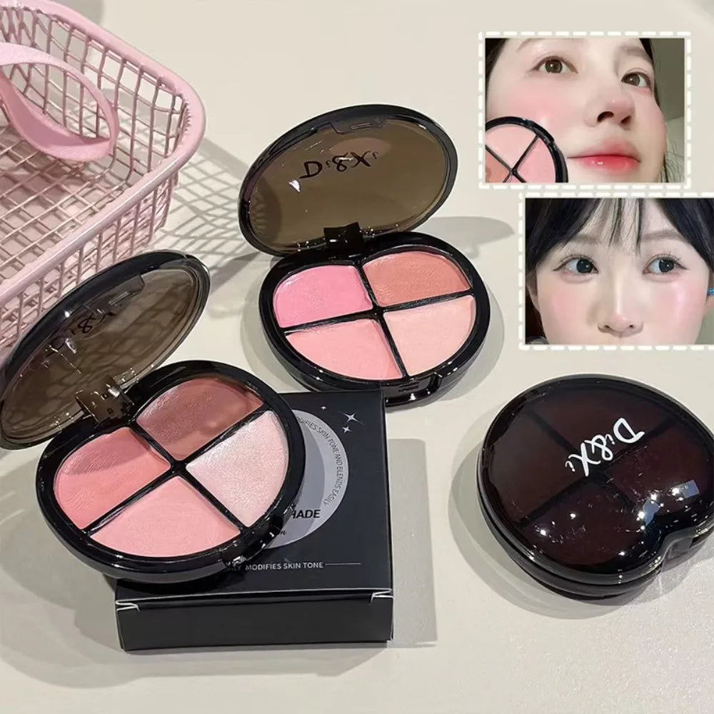 Di&Xi 4-Color Cream Heart Blusher Palette Water Light Highlighter Natural Brighten for Cheeks,Shadow Contour Face Makeup Rouge Zpaxo