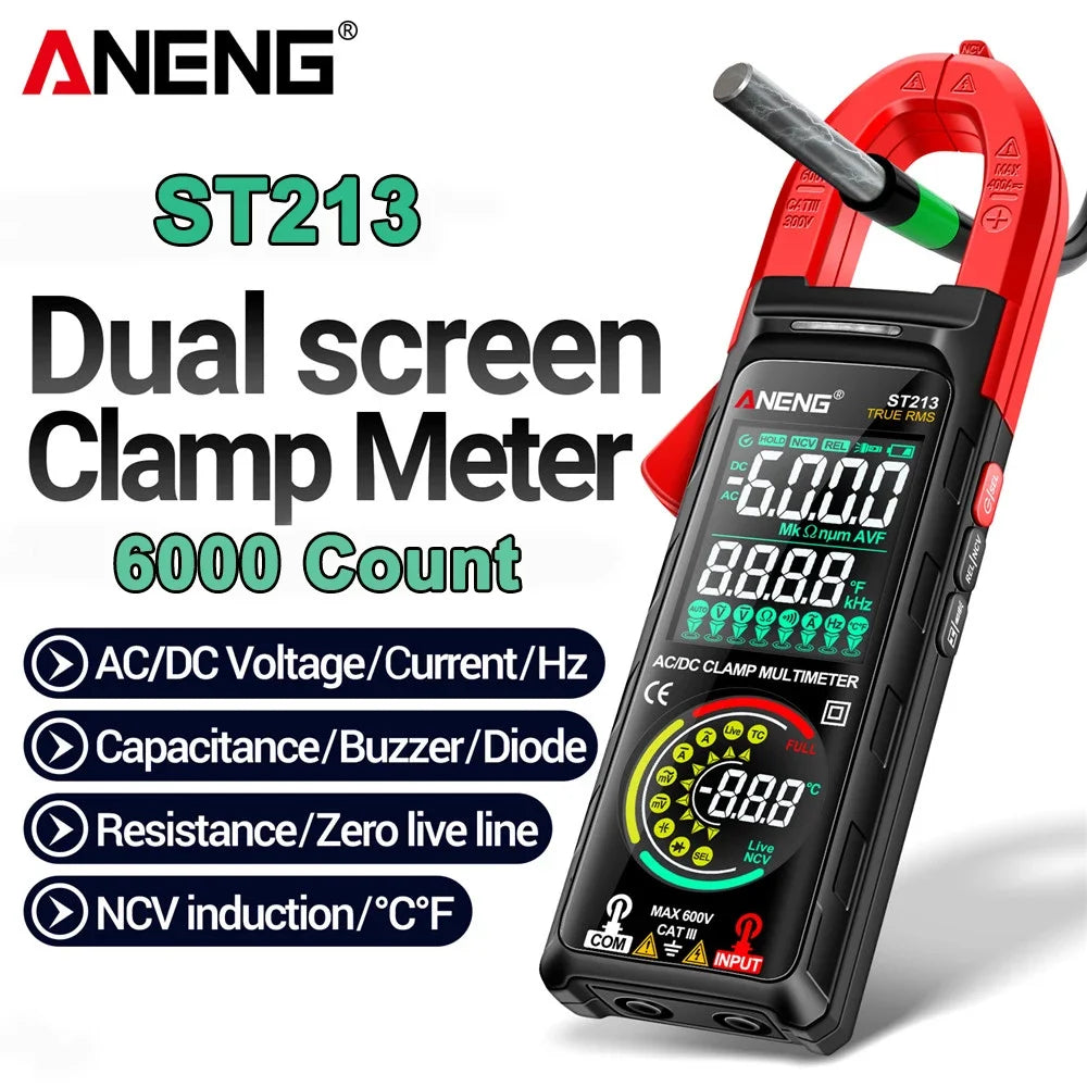 ANENG ST213 Smart Clamp Meter Multimeters 6000 Capacitance Hz